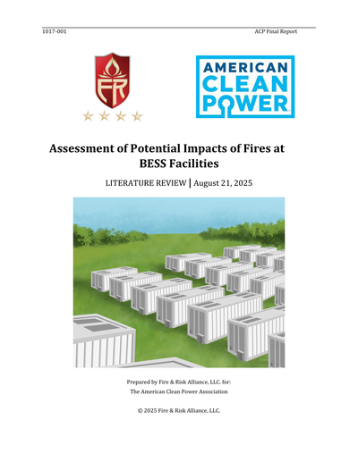 Assessment of Potential Impacts of Fires at BESS Facilities - Preview